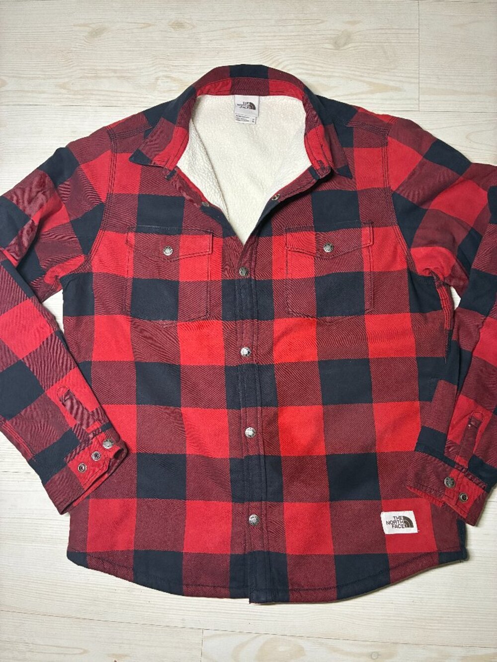 The North Face Men's Campshire Red Black Lined Flannel Shirt Jacket Size Medium